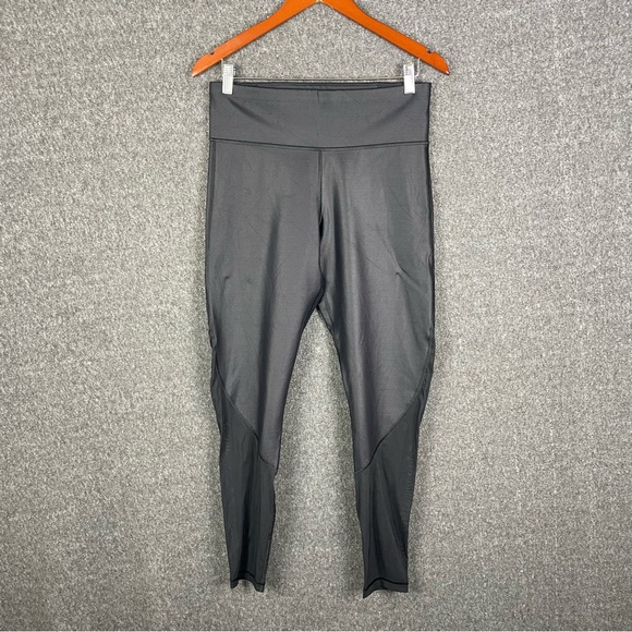 Sweaty Betty M Merino Wool Blend Jersey Lined Mesh Calves Black Wet Look Legging - Picture 2 of 16